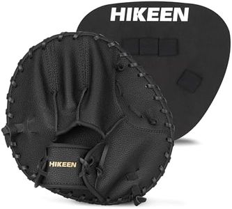 Hikeen 2-Piece Pancake Baseball & Softball Training Glove,Flat Premium Leather and Foam Fielding Gear Set, Infield Training Gloves for Two Hands Practice