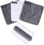 KinHwa 6 Pack Microfibre Flannel Face Cloth Quick Dry Baby Wash Cloth Soft Makeup Remover Cloths for Skin Face Care Cleansing 20x20cm Grey + White