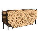 5.9ft Firewood Rack Holder, Outdoor Indoor Heavy Duty Metal Wood Stand, Adjustable Stacker Fireplace Lumber Organizer, Bottom Widening for Deck Patio Logs Storage Carrier Tool, Black