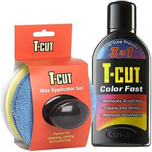 T-Cut Color Fast Black Scratch Remover, Paintwork Restorer, Car Polish, 500 ml plus Wax Applicator Set with Handle