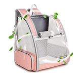 Texsens Pet Backpack Carrier for Small Cats Dogs | Ventilated Design, Safety Straps, Buckle Support, Collapsible | Designed for Travel, Hiking & Outdoor Use (PVC Mesh, Pink)