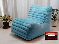 Mollismoons Premium Fur Bean Bag Sofa Bed Bean Bags Luxury and Attractive Design Bean Bag Chair for Living Room Bean Bags (Sofa Bean Bag Without Beans, Blue)