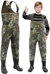 Gonex Kids Chest Waders Neoprene Fishing Hunting Waders Waterproof Insulated Rubber Boots for Children Boys Girls Camo, Size 10/11