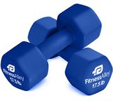 Fitness Alley 17.5lb Neoprene Dumbbell Set Coated for Non Slip Grip - Hex Dumbbells Weight Set - Hand weights set - Neoprene weight pairs - Hex Hand Weights - Set of two Neoprene Dumbbells, Blue