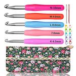 WooCrafts 6.5 mm 7.0 mm 8.0 mm 9.0 mm 10.0 mm Crochet Hooks Set Ergonomic Grip Soft Handles Aluminum Crochet Hook Size K L m N/P in Case