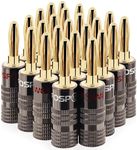 FosPower Banana Plugs 12 Pairs, 24 pcs, Closed Screw 24K Gold Plated Speaker Plug Connectors for Speaker Wire, Wall Plate, Home Theater, Audio,Video Receiver, Amplifiers and Sound Systems
