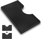 Esatto Beer Drip Tray, Non-Slip Rubber Kegerator Surface Mount Drip Tray Mat, Beverage Bar Drip Tray with Draft Beer Tower Spill Mat Flange Cutout Beer Coffee Service Mat Counter Top Drip Tray - (2)