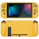 PlayVital ZealProtect Soft Protective Case for Nintendo Switch, Flexible Cover Protector for Nintendo Switch with Glass Screen Protector & Thumb Grip Caps & ABXY Direction Button Caps - Bright Yellow