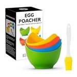 Egg Poachers - 4 Pack Silicone Egg Poacher Cups with Ring Stands, Poached Egg Cooker for Microwave or Stove Poached Egg Cooker with Extra Oil Brush, BPA Free