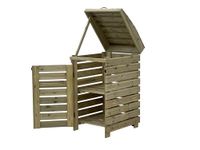 BinBreeze wheelie bin storage unit, wooden outdoor cover, recycling box storage (Single, with shelf)