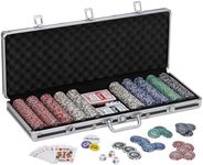 Fat Cat Bling 13.5 Gram Texas Hold 'em Clay Poker Chip Set with Aluminum Case, 500 Striped Dice Chips