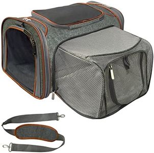 Mr. Peanut's Expandable Airline Approved Soft Sided Pet Carrier, Luxury Travel Tote with Premium Auto Self Locking Zippers, 18LX10.5WX11 H (Twilight Grey)