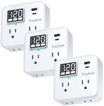 Surge Protector Power Strip Voltage Protection with USB Type-C, 80V-140V Power Surge Protectors for Refrigerator, TV, Computer | LED Display Voltage Monitoring Fireproof UL94V-1,3 Pack
