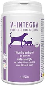 V-INTEGRA Renal Perros y Gatos - Suplemento Completo de Vitaminas y Minerales para la Dieta casera de Perros y Gatos Que Requieren Restricción de Fósforo - 200g - Made in Italy