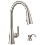 Delta Faucet Boyd Kitchen Faucet with Soap Dispenser, Kitchen Faucets with Pull Down Sprayer Brushed Nickel, Kitchen Sink Faucet with Magnetic Docking Spray Head, SpotShield Stainless 19893Z-SPSD-DST