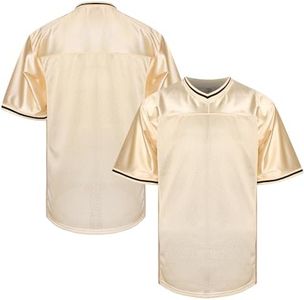 TKJPYWYH Blank Football Jersey,Men's Practice Jersey Football Mesh Athletic Shirt,Hip Hop Sports Blank T-Shirt Beige(Beige,X-Large)