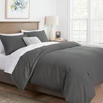 Mayfair Linen Cal King/King Duvet Cover, 800 Thread Count Sateen 3 Pc Egyptian Cotton Duvet Cover Set, 100% Pure Cotton Comforter Cover, 2 Pillow Shams, Zipper Closure, 7 Corner Ties - (Dark Grey)