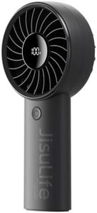 JISULIFE Handheld Mini Fan, 5000mAh Upgraded Portable Fan with Powerful Wind, USB Rechargeable Mini Hand Fan with Digital Display, 5 Wind Speeds, Ideal for Travel/School/Eyelash-Black