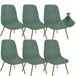 Granbest Jacquard Thickened Elastic Dining Chair Covers, Low Back Chair Slipcovers for Hotel, Banquet, Wedding, Party Decoration (Set of 6, Checks Matcha Green)