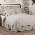 VHC Brands Americana Bedding Hatteras Blue Ticking Cotton Pre-Washed Seersucker Striped Twin Coverlet, Denim