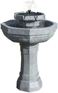 Primrose 75cm Solar Powered Castille Bird Bath Outdoor Garden Water Feature with LED Lights & Battery Backup