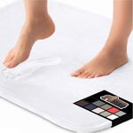 Gorilla Grip Thick Memory Foam Bath Rug, 30x20, Cushioned, Soft Floor Mats, Absorbent Bathroom Mat, Machine Washable, Luxury Plush Comfortable Carpet for Bath Room, Bright White