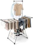 Giantex Clothes Drying Rack, Aluminum Foldable Laundry Drying Rack with with 6-Level Adjustable Height, High Hanger Design, Side Clips, Space Saving Collapsible Laundry Drying Rack