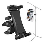 Microphone Music Stand Tablet Smartphone Holder Mount Heavy Duty 360 Degree Swivel Clamp Compatible with 3.5 to 13.5in Phone Tablets, iPad Pro 12.9 11 10.5 Air Mini, Surface Galaxy Tab, iPhone Galaxy