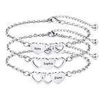 MeMeDIY 2/3 PCS Friendship Bracelets Best Friend Bracelet Set in Stainless Steel Personalized Names for Sisters BFF Women Birthday Wedding Bridesmaid Gifts