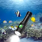Scuba Diving Flashlight, Super Bright Diving Light, IPX8 Waterproof Snorkeling Light Rechargeable, 3 Modes Submarine Flashlight, Professional Underwater LED Flashlight for Deep Sea Cave, Diving (A)
