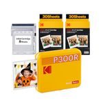 KODAK Mini 3 Retro 4PASS Portable Photo Printer (3x3 inches) + 68 Sheets Bundle (8 Initial Sheets + 60 Sheets Pack), Yellow