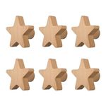 MOROBOR 6PCS Star Shaped Wooden Knobs Single Hole Beech Wood Handles Wood Cupboard Cabinet Handles Knobs for Chest of Drawers with Screws& Expansion Tube