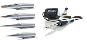 Weller WE 1010 Soldering station kit with Genuine Weller Soldering Tip Bundle: 4ETSL-1/4ETOL-1/4ETP-1 Long conical/Chisel/Round Blunt tips