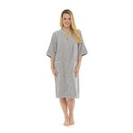 IUEG Zip Up Dressing Gown Terry Towelling Bath Robes For Women 100% Cotton Dressing Gown Drying in Mint Blue Pink colour (12-14, Light Grey)