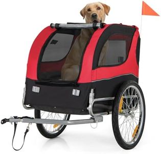 Giantex Dog Bike Trailer Pet Stroller, Small Medium Dog Bicycle Trailer Carrier Wagon, 20" Large Wheels, 3 Doors, 2 Windows, 8 Reflectors, Folding Metal Frame, Supports up to 88 lbs (Red)