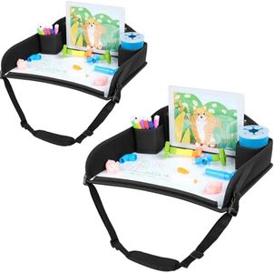 COOLBEBE Kids Travel Tray for Toddler Car Seat, Travel Tray for Airplane, Toddler Car Seat Lap Tray, Carseat Table Tray for Kids Travel Activities (Black -2PCS)