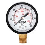 Winters PEM Series Steel Dual Scale Economical All Purpose Pressure Gauge with Brass Internals, 0-300 psi/kpa, 2" Dial Display, -3-2-3% Accuracy, 1/4" NPT Bottom Mount