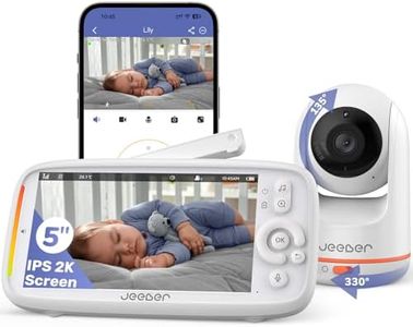 jeeber 2K 5" Baby Monitor Video, Controllo Tramite Cellulare APP & Monitor, 360° Telecamera Bambini, Visione Notturna, Temperatura, Movimento, Rilevamento Del Pianto, Ninne Nanne, Audio Bidirezionale