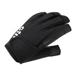 Gill Championship Sailing Gloves - Short Finger with 3/4 Length Fingers- Dura-Grip Fabric 50+ UV Sun Protection & Water Repellent (Black, Small)