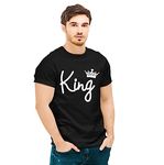 Hangout Hub Men's Round Neck T-shirt King Crown Plain - Style 1 (Black;Medium (38) ;) Pack of 1 T-shirt