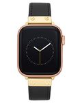 ANNE KLEIN Leather Fashion Band for Apple Watch Secure, Adjustable, Apple Watch Band Replacement, Fits Most Wrists, Black/Gold, 38/40/41mm, WK/1008GPBK384041