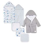 Burt's Bees Baby Bath Bundle- Hooded Towel, Washcloths & Robe Gift Set, 100% Organic Cotton