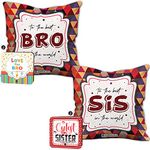 Jhingalala Gift for Brother Sister Combo | to The Best Bro-Sis in The World Printed Cushion Cover with Filler and Greeting Cards | Combo Gifts for Brother, Sister on Birthday, Raksha Bandhan