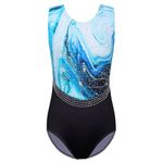 ZNYUNE Girls Gymnastics Leotard Classic Sleeveless with Sequins B322 AgateBlack 16A