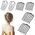 KINDOYO 4 Pcs Hair Fork Clip - Metal U Shape Hair Bun Pins Black Vintage Hair Side Combs Hair Pin Stick French Twist Pins for Women Girls