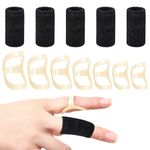 7Pcs Oval Finger Splint Finger Support and 5Pcs Finger Sleeves Trigger Finger Splint Finger Straightener Finger Brace for For Thumb Middle Index Ring Pinky Fingers (Size6,7,8,9,10,11,12)