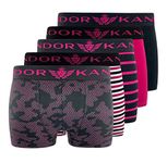 Kandor mens boxers – boxer shorts for men multipack of 5, comfortable stretch cotton men’s underwear trunks, colourful & black underpants, multi pack man briefs(L,Allsync-Pink)