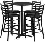 Flash Furniture 30'' Round Laminate Table Set with 4 Ladder Back Metal Barstools