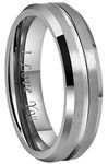 CROWNAL 10mm 8mm 6mm Tungsten Wedding Band Ring Engraved I Love You Men Women Polished Groove Matte Finish Beveled Edges (6mm,9.5)