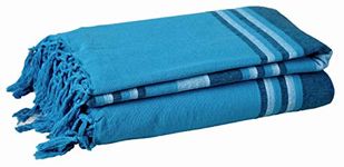 EHC Natural Cotton Textured Kerala Pattern Stripe Throw Kerala For Sofa Arm Chair Bedspread Settee Throw - 220 x 250 cm, King Size - Teal